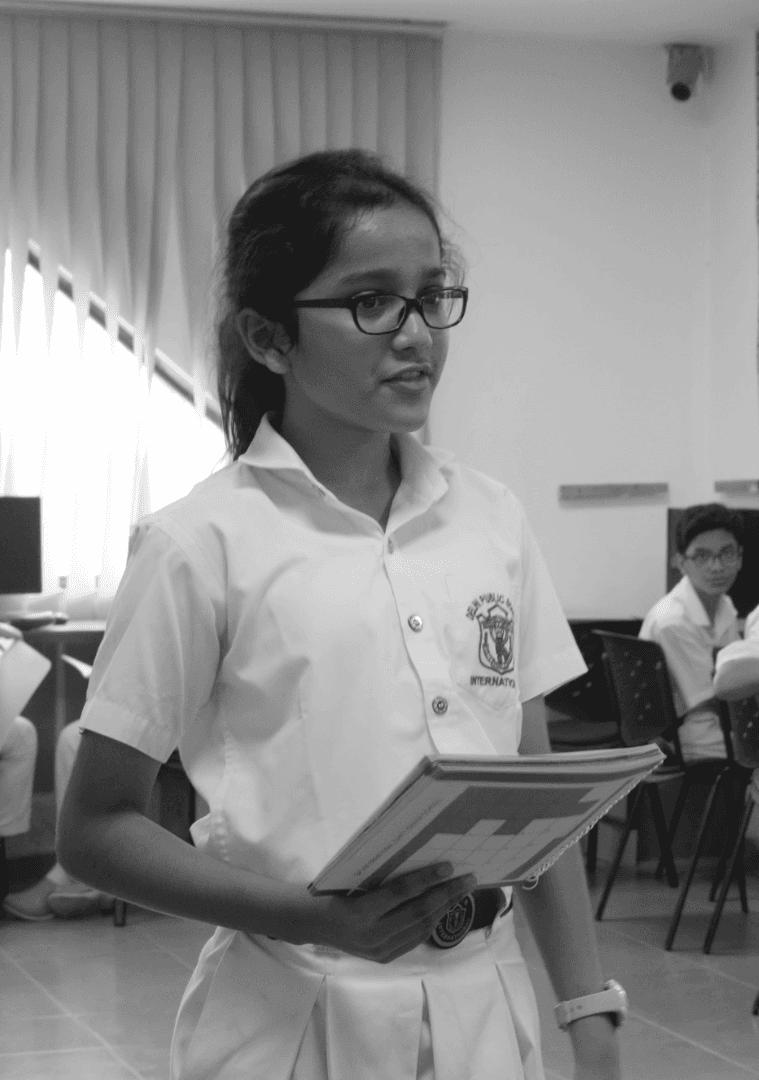 A student presenting their project